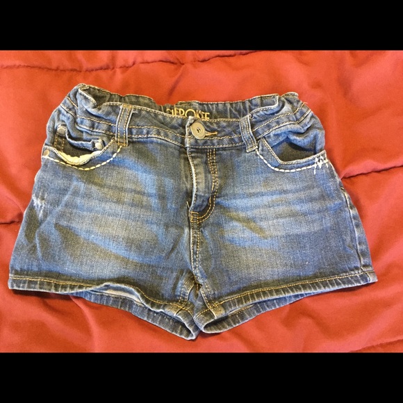 Zig Zag Pocket Stitch Denim Jean Shorts - Picture 1 of 3